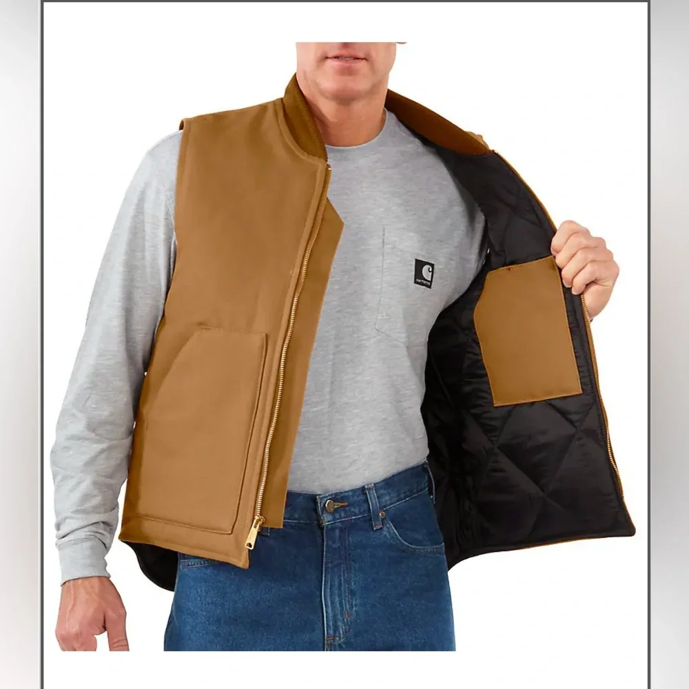 Carhartt Brown Work Vest Insulated Canvas RELAXED FIT FIRM DUCK RIB COLLAR Sz2xl - Picture 2 of 15